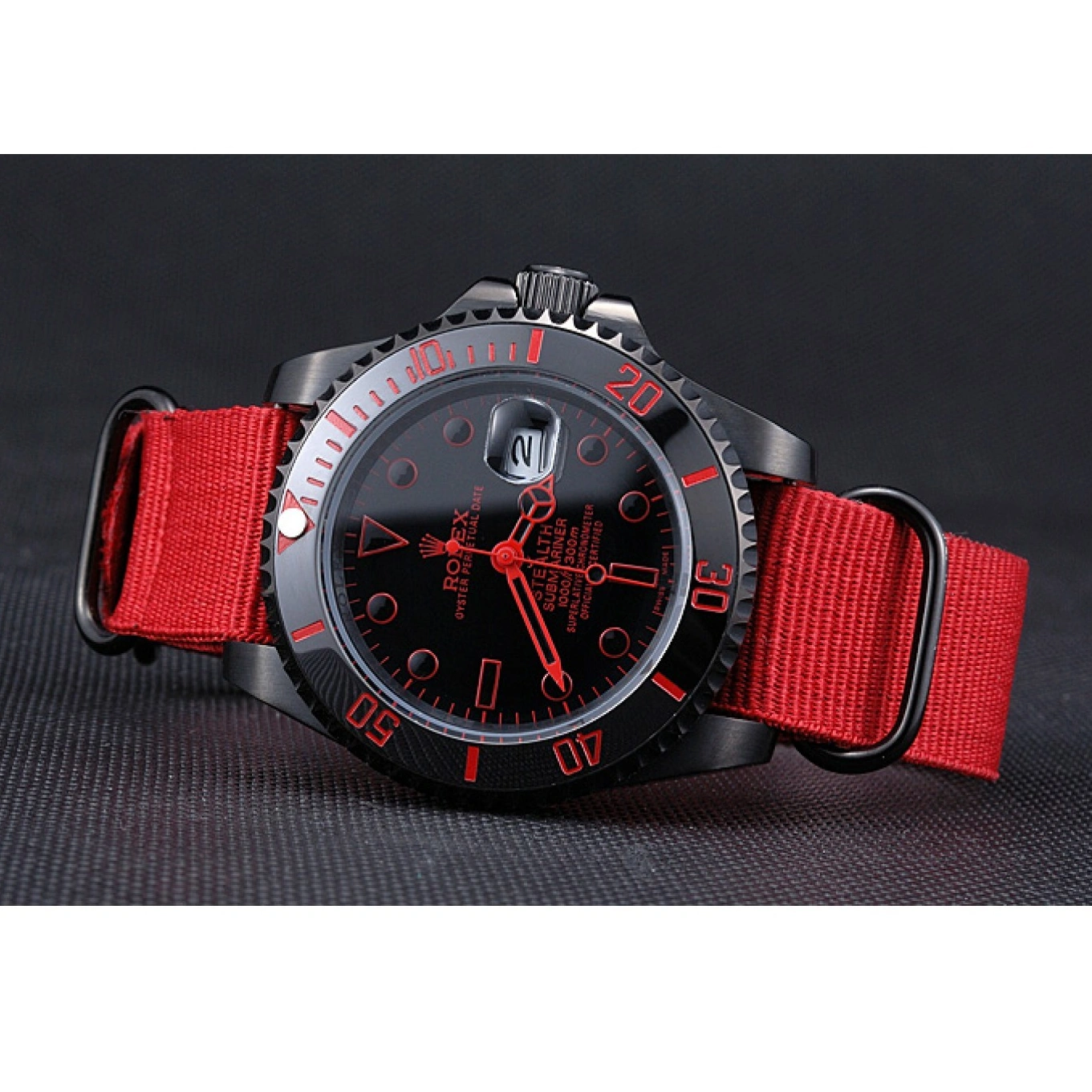 Aaa replica watch Nylon Stealth 622010 Submariner Red Rolex Strap 1014